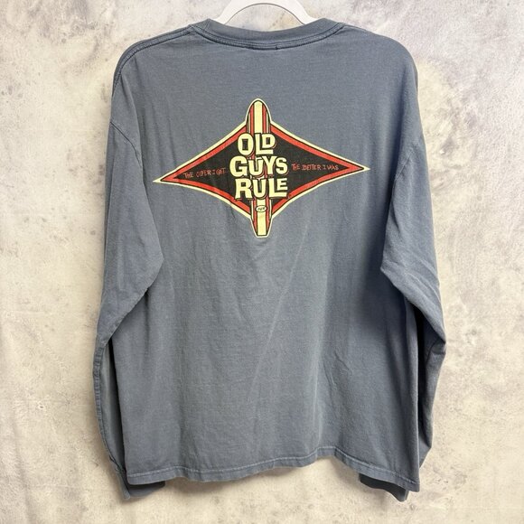 Vintage Old Guys Rule T Shirt Mens XL 22.5x26.5 Y2K Long Sleeve Surf Surfing - Picture 2 of 9